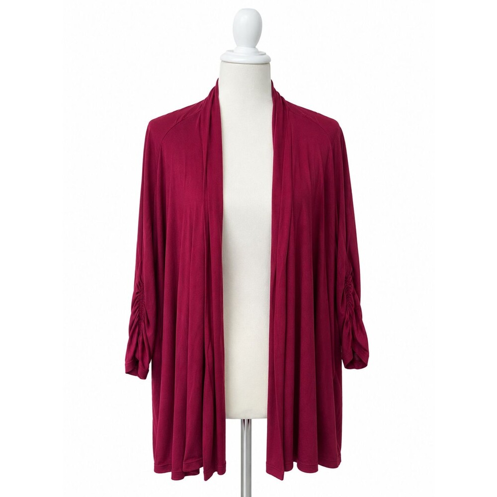 Women's Lane Bryant Open Front Cardigan with Ruched 3/4 Sleeves Size 26/28